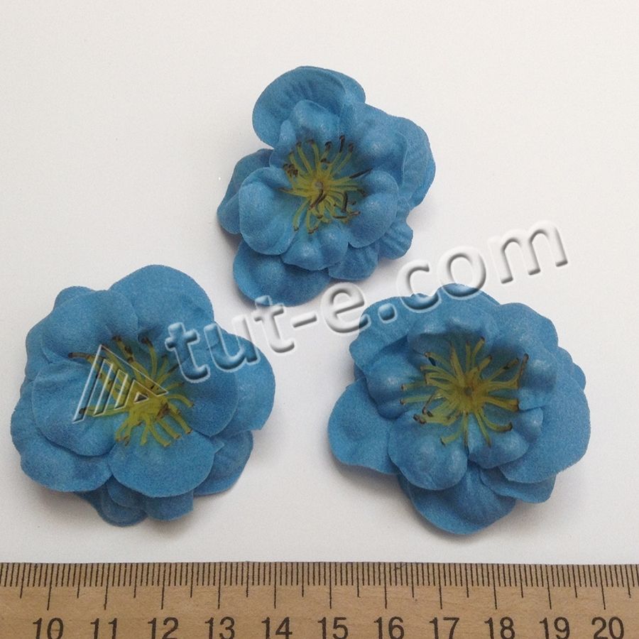 Цветок для декора синий - 3шт