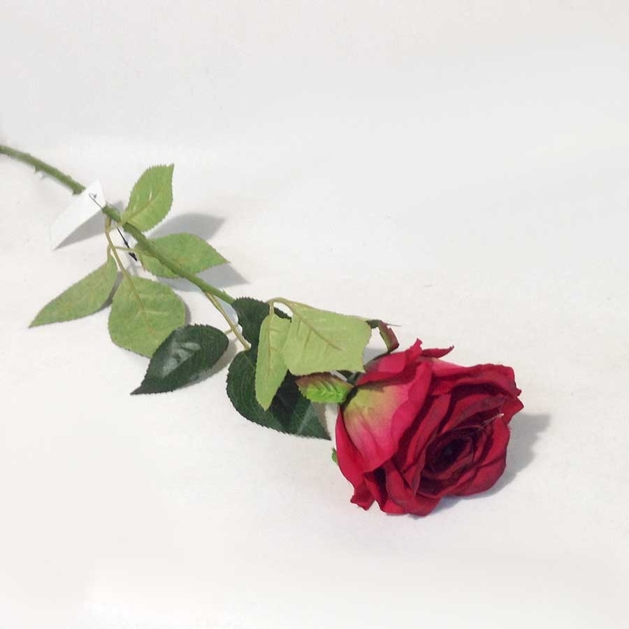 Ветка розы бордовая 65см