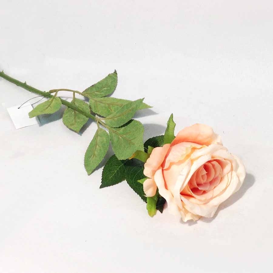 Ветка розы персиковая 65см
