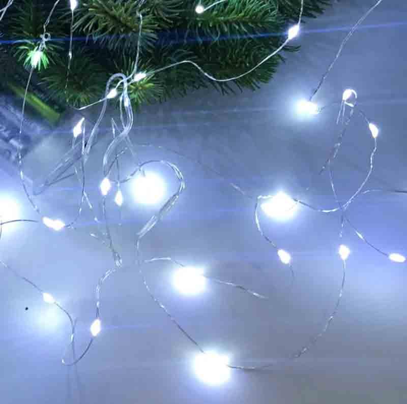 Гирлянда с LED лампочками 2м на батарейках холодный свет