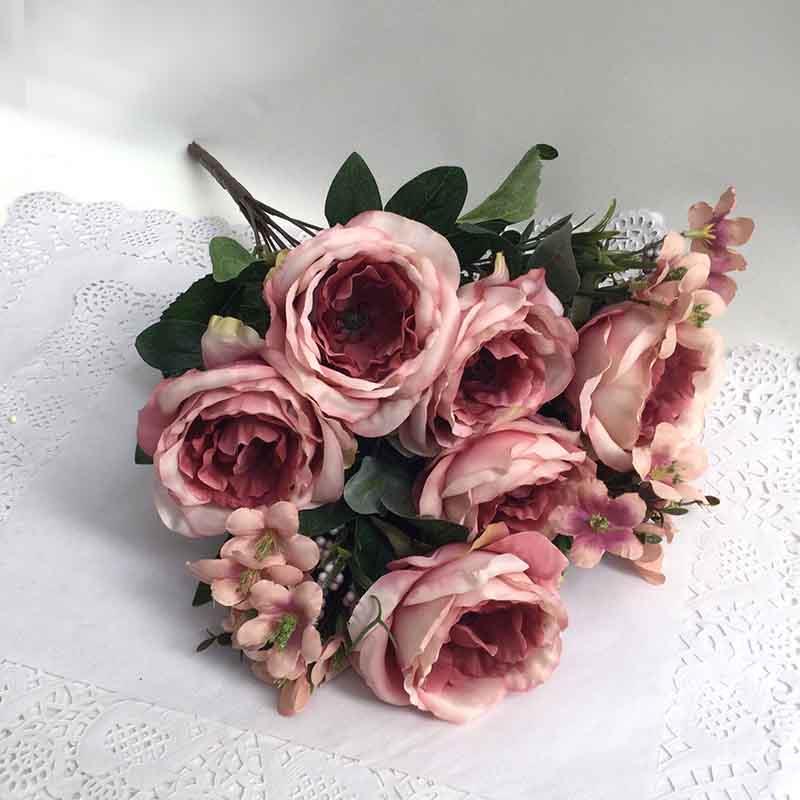 Букет  пионовидных роз бордово - розовый