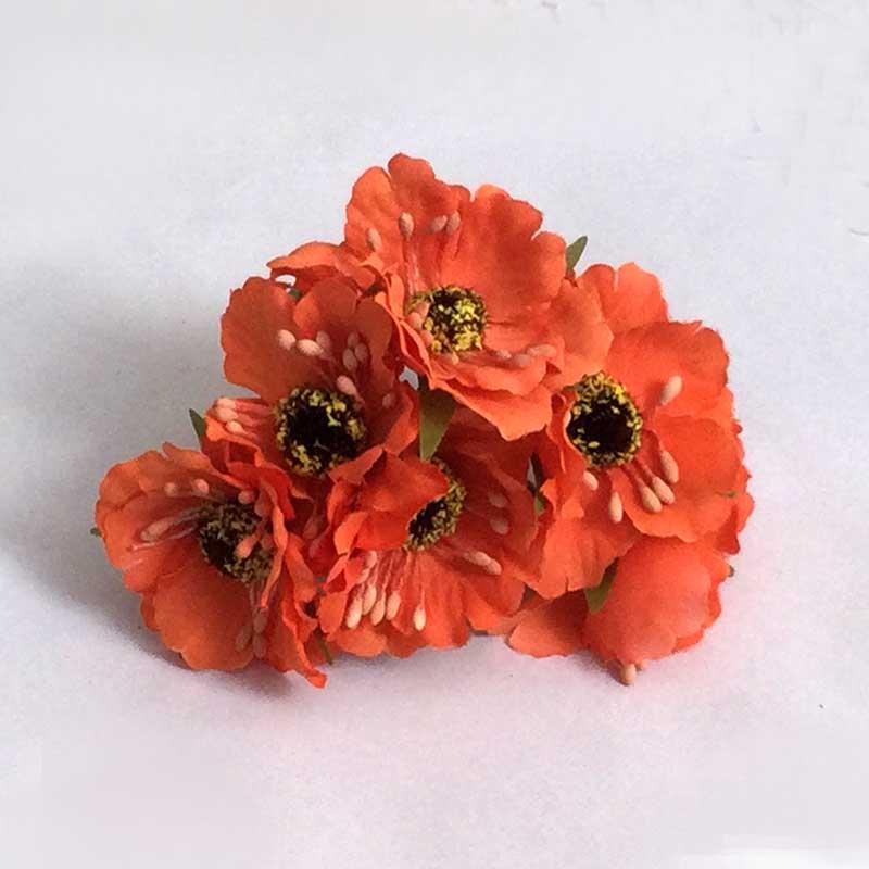 Цветок для декора мак оранжевый