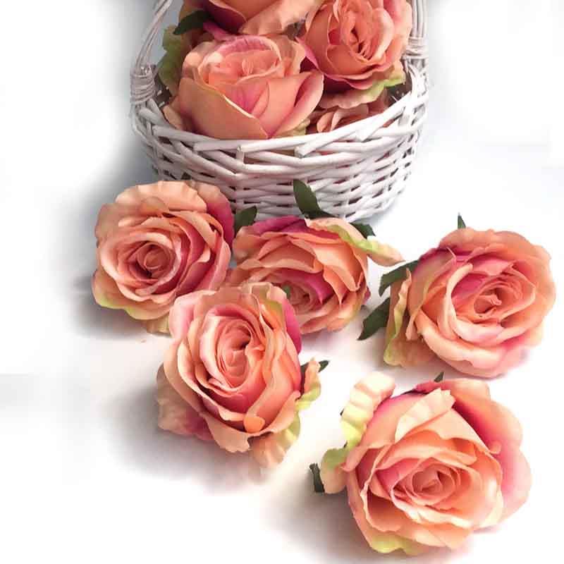 Головка розы ЛЮКСОР  крупная ярко - персиковая - 12шт