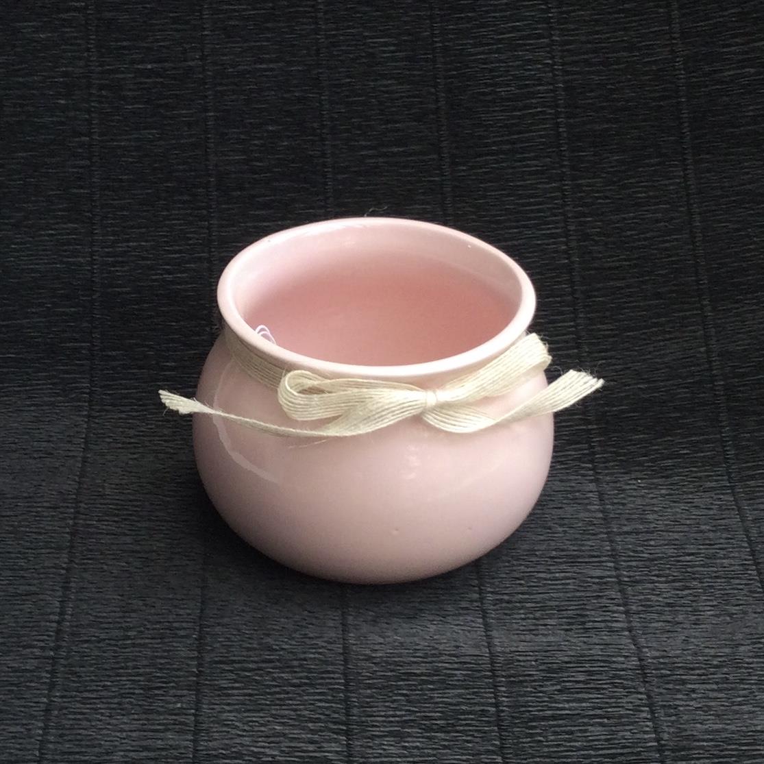 Кашпо керамическое круглое розовое 11х11х10см