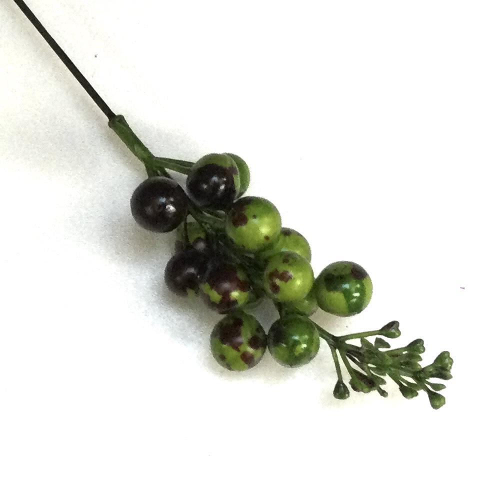 Веточка с черно-зелёными ягодками 30см