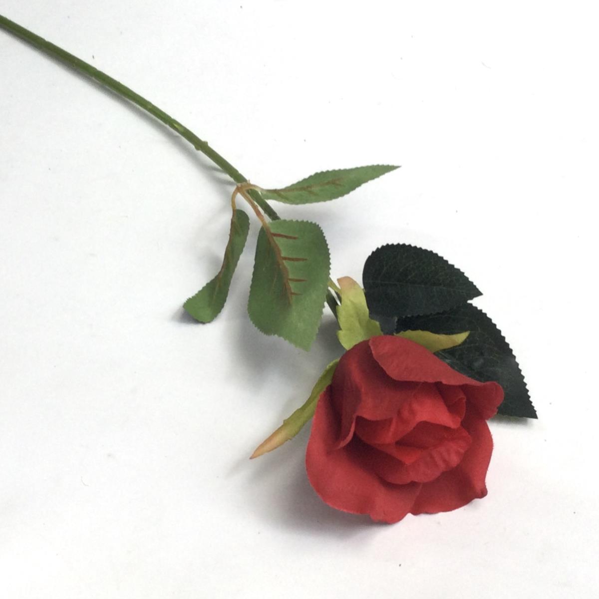 Веточка розы бутоном красная 54см