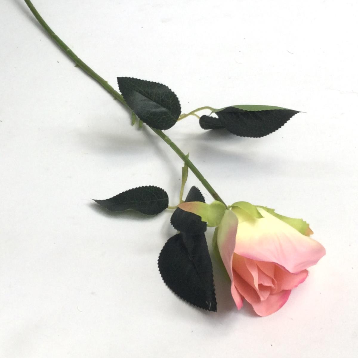 Веточка розы бутоном розовая 54см