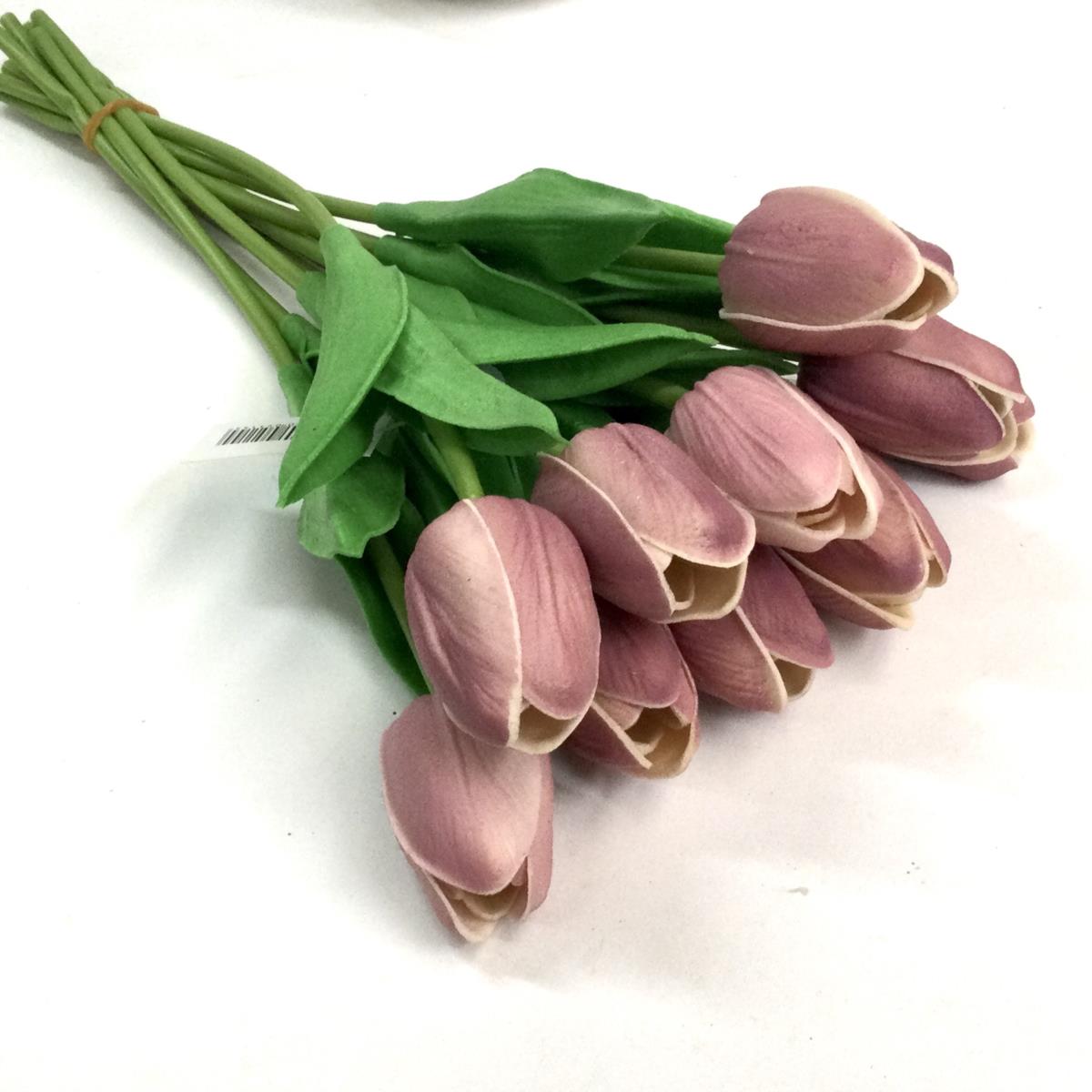 Букет тюльпанов нежно- шоколадный 33см - 10шт