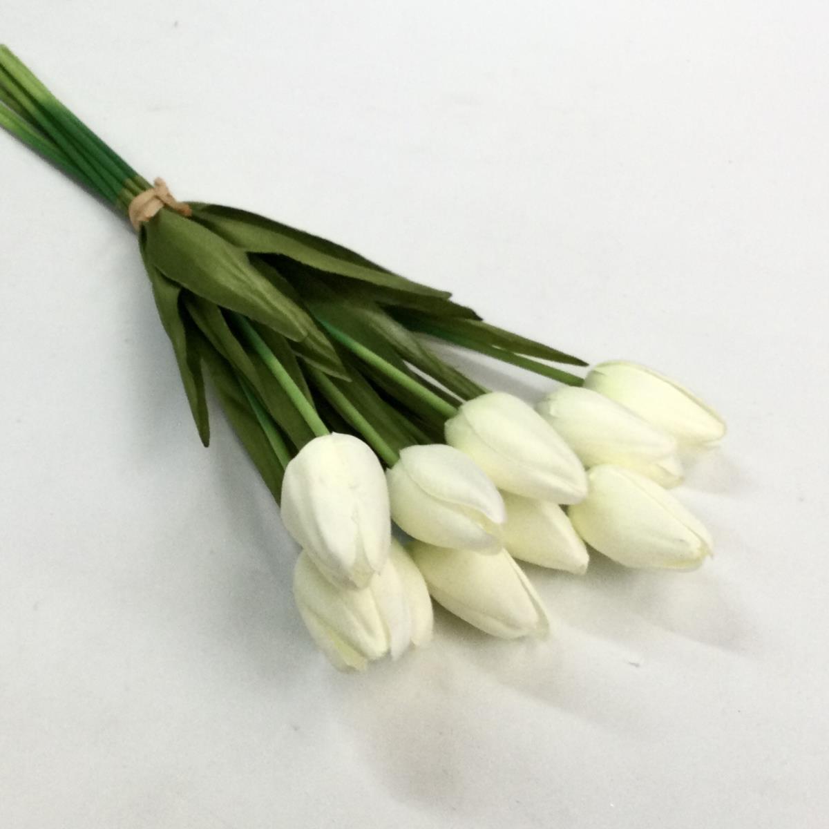Связка белых Тюльпанов 37см - 10шт