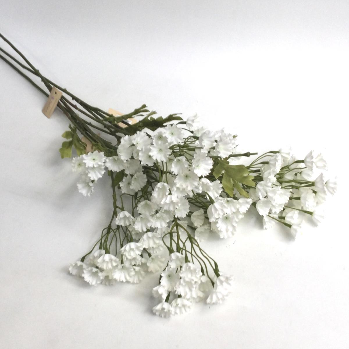Ветка с белыми мелкими цветочками 82см