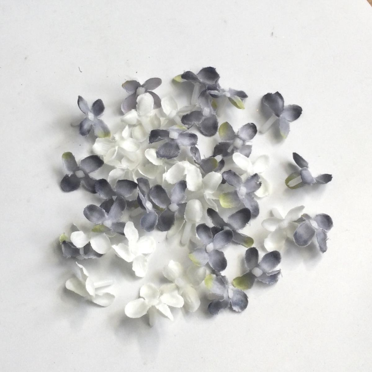 Цветочки серой и белой гортензии 3см- 36шт