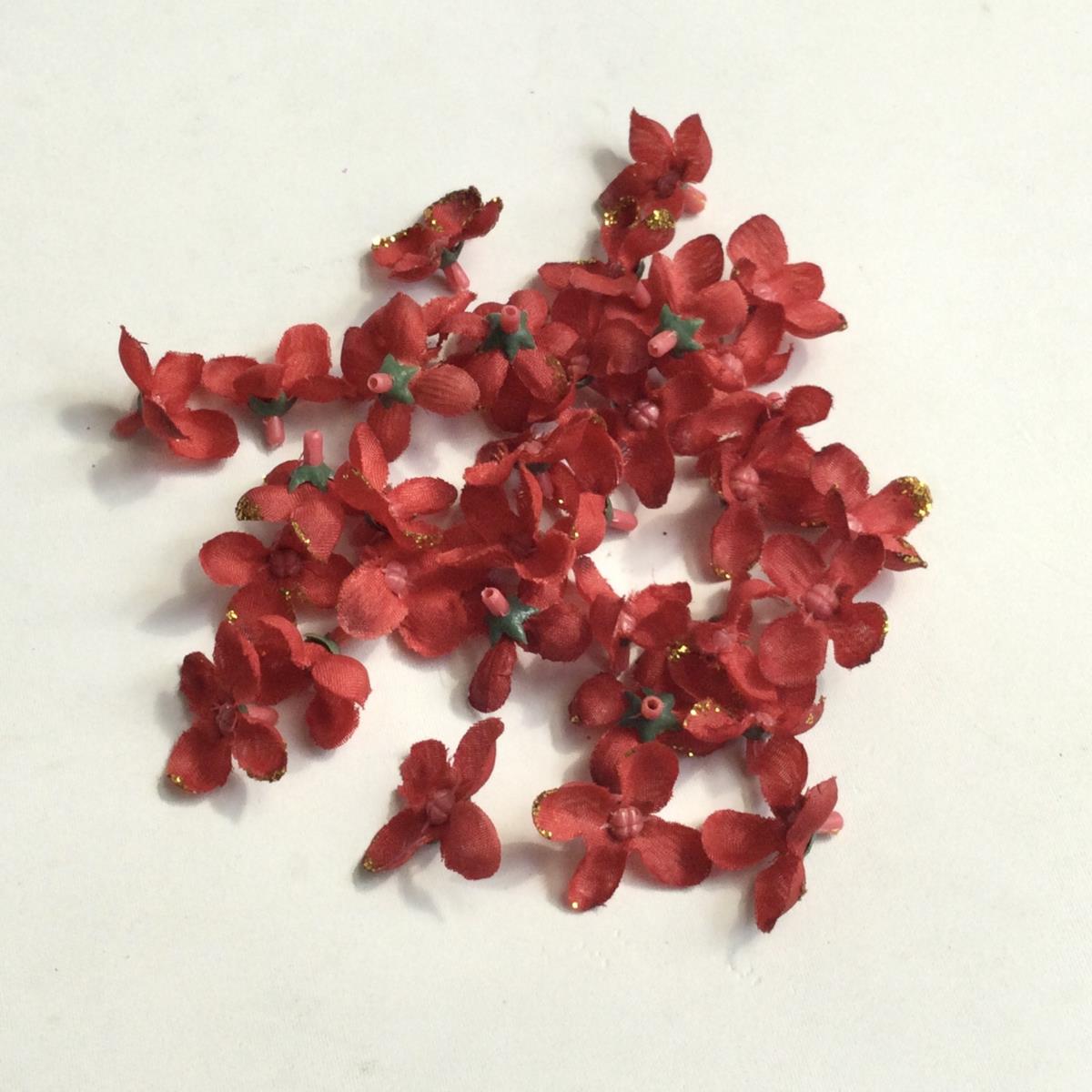 Цветочки красной гортензии  2,5см- 36шт