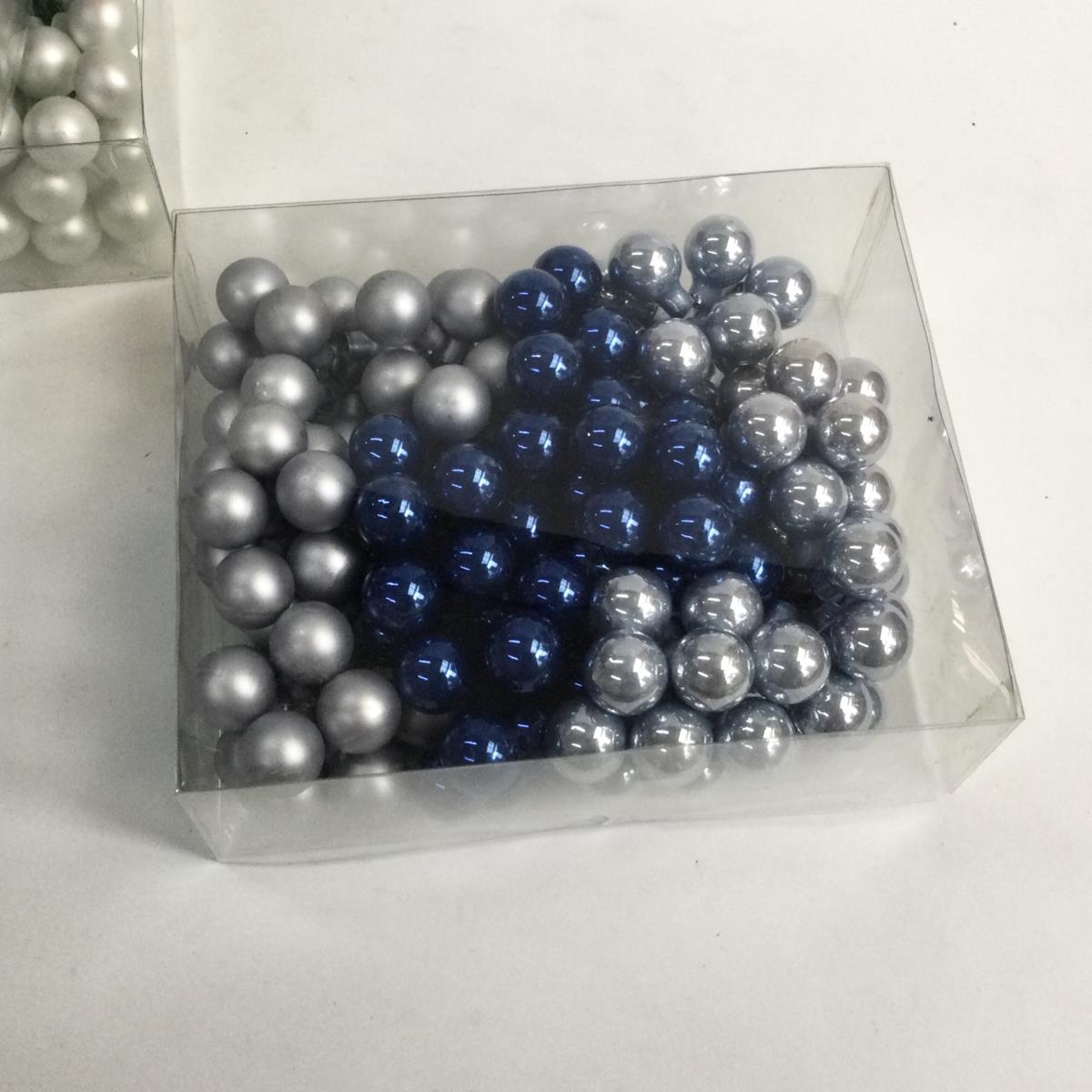 Шарики стеклянные в связках 2см серебряно-серо- синие - упаковка 144 шт - Зображення 2