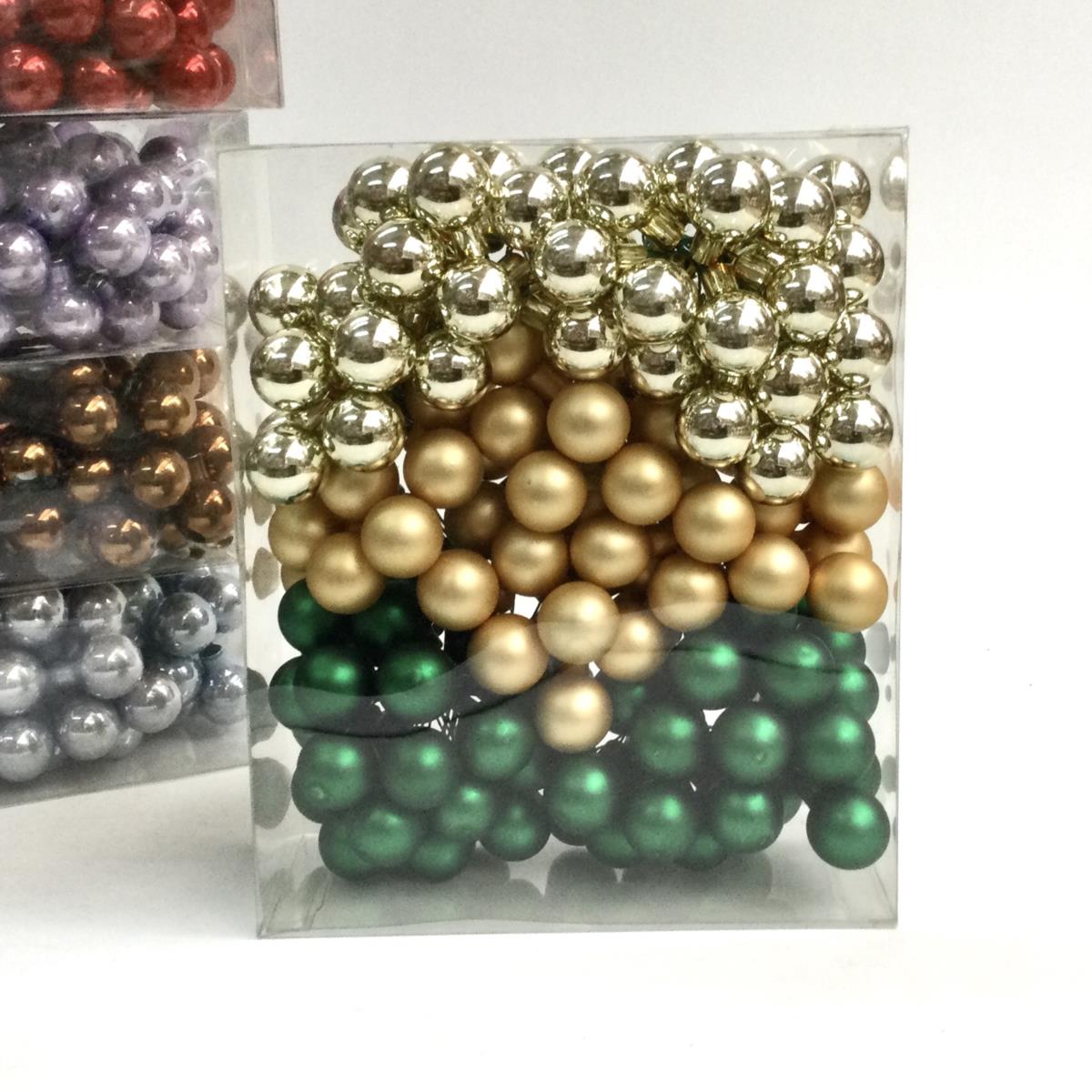 Шарики стеклянные в связках 2см зелено- золотые - упаковка 144 шт - Зображення 1