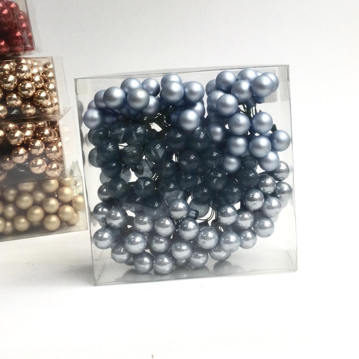 Шарики стеклянные в связках 1,5см сине- голубые - упаковка 144 шт