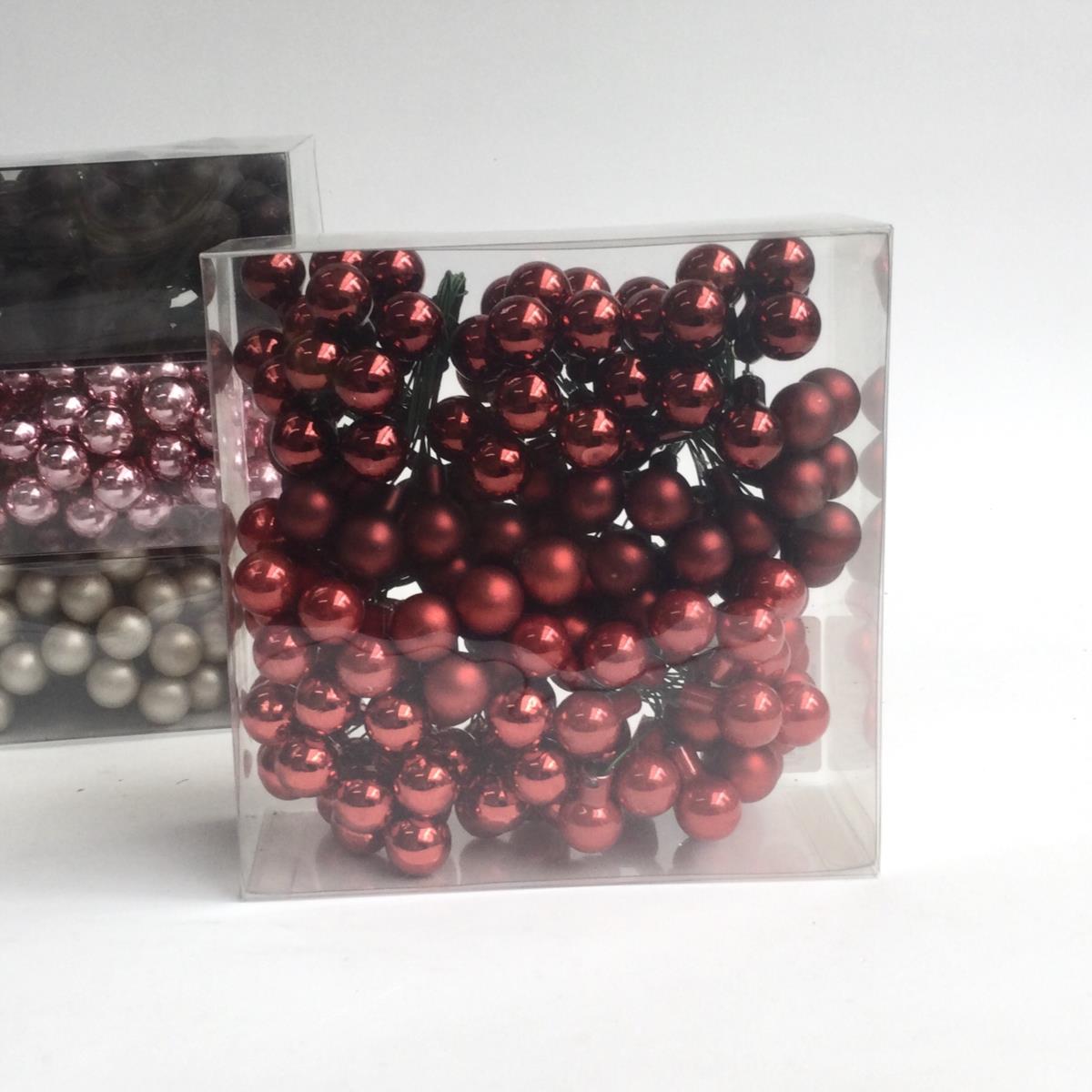 Шарики стеклянные в связках 1,5см красно-бордовые - упаковка 144 шт