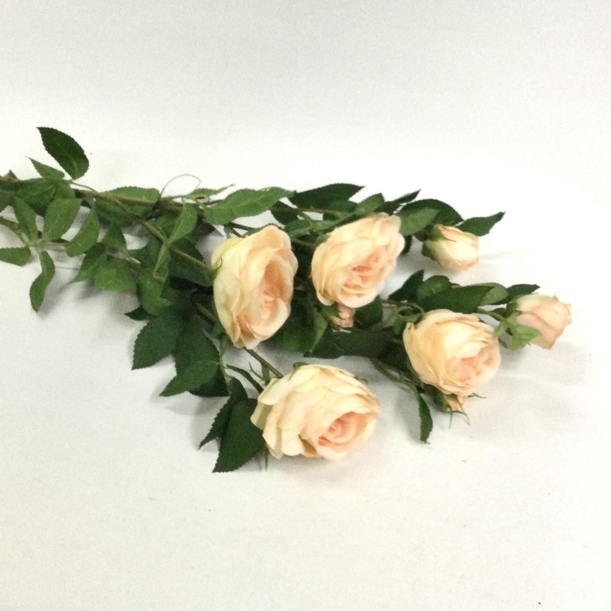 Ветка розы Остина персиковая 75см