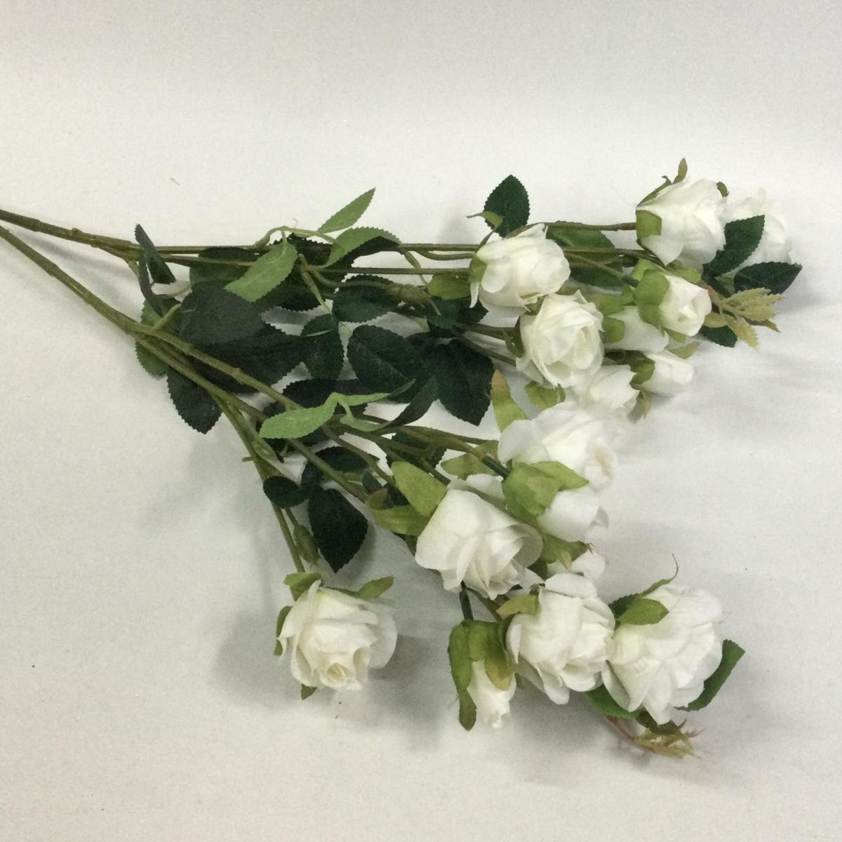 Ветка кустовой розы белая - 70см