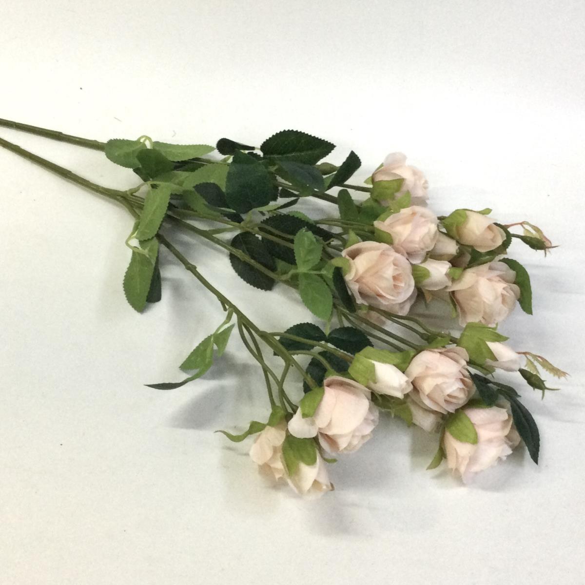 Ветка розы кустовой персиковая 70см