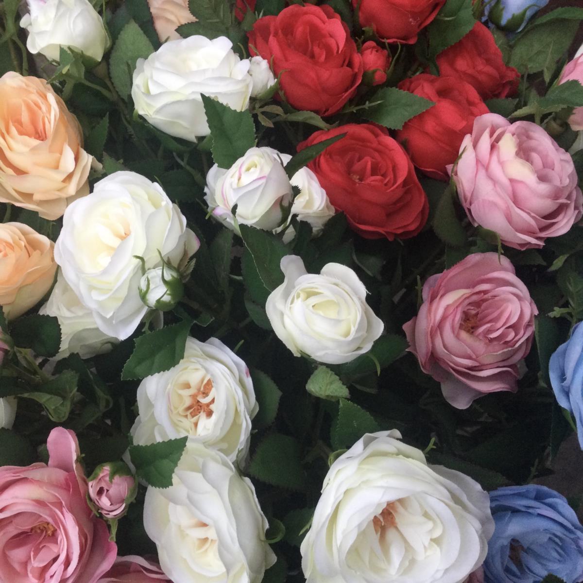 Ветка розы Остина 70см - 4расцветки - 24шт