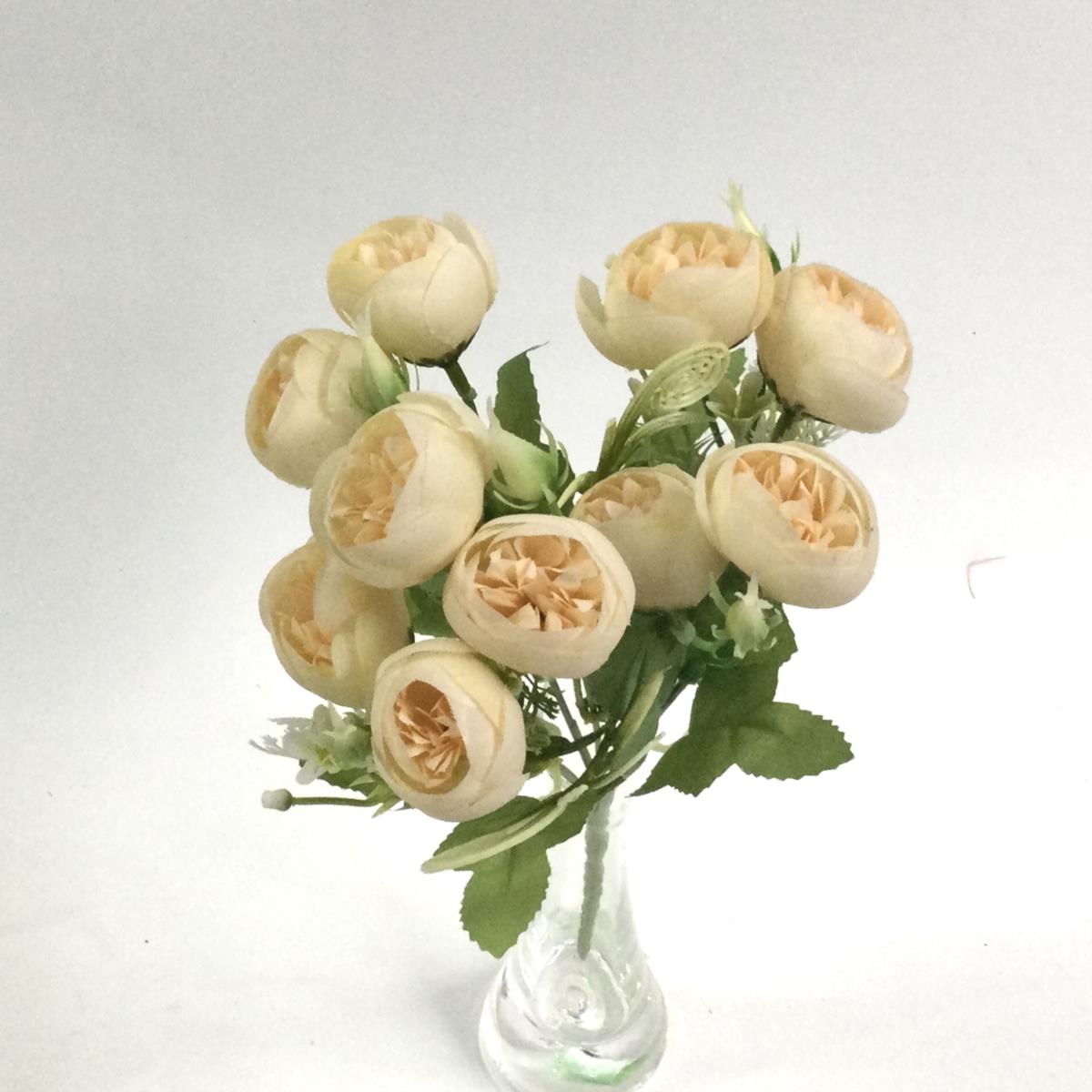 Букет мелких пиончиков персиковый - 28см - Зображення 2