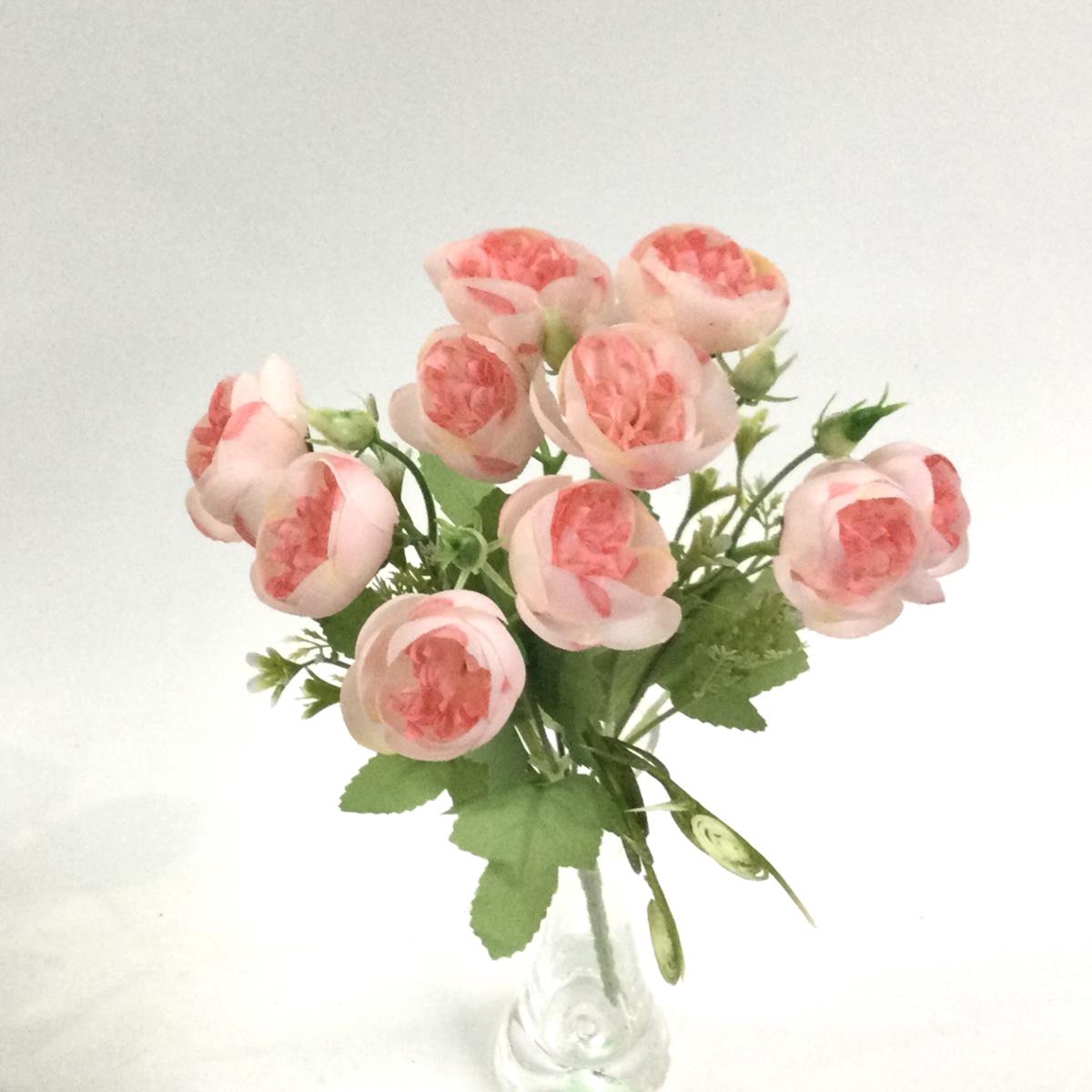 Букет мелких пиончиков розовый - 27см - Зображення 2