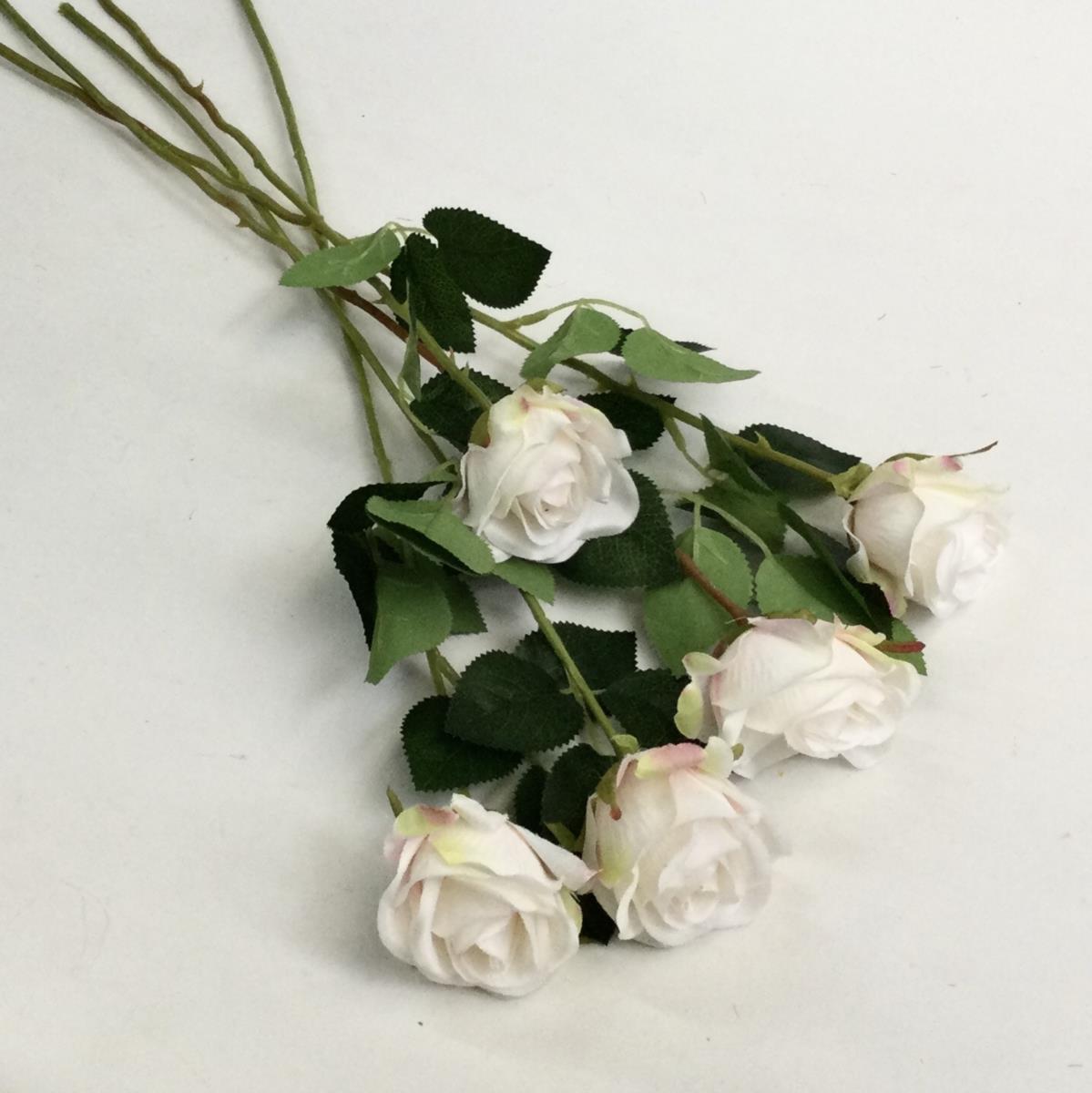 Ветка розы молочно - розовая - 50см