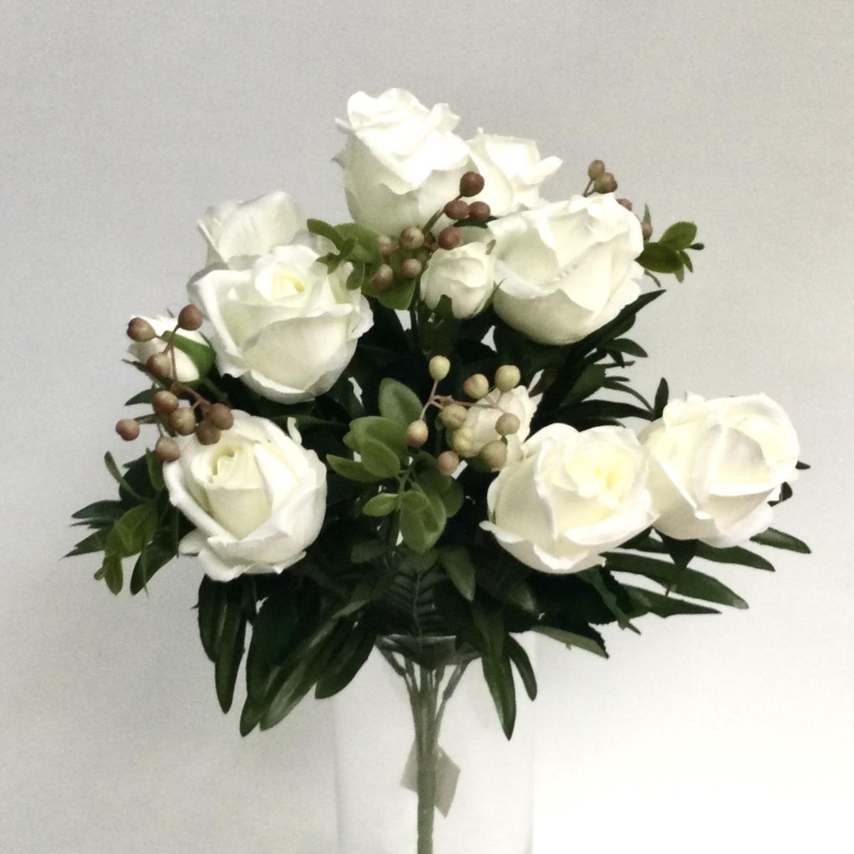 Букет крупных роз белый - 53см