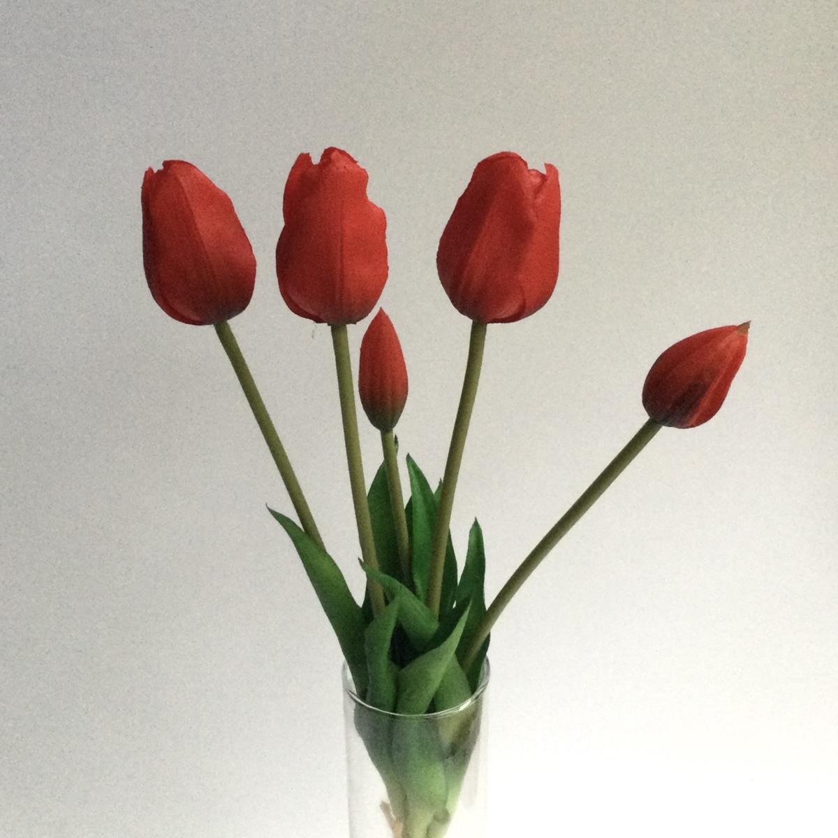 Букет гелевых тюльпанов с бутонами красный - 40см