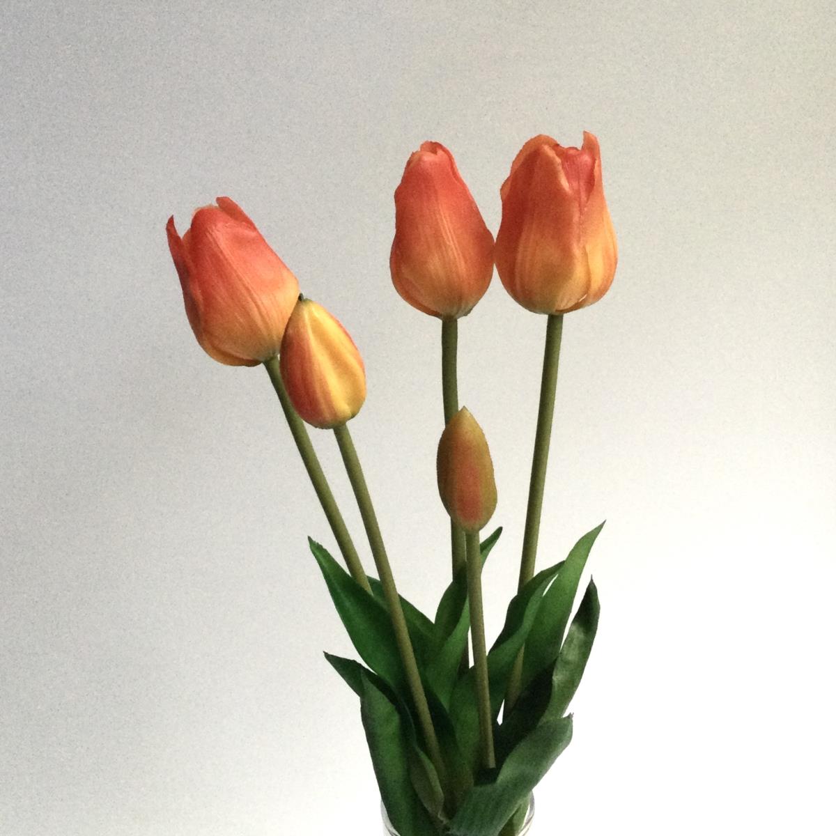 Букет гелевых тюльпанов с бутонами оранжевый -40см