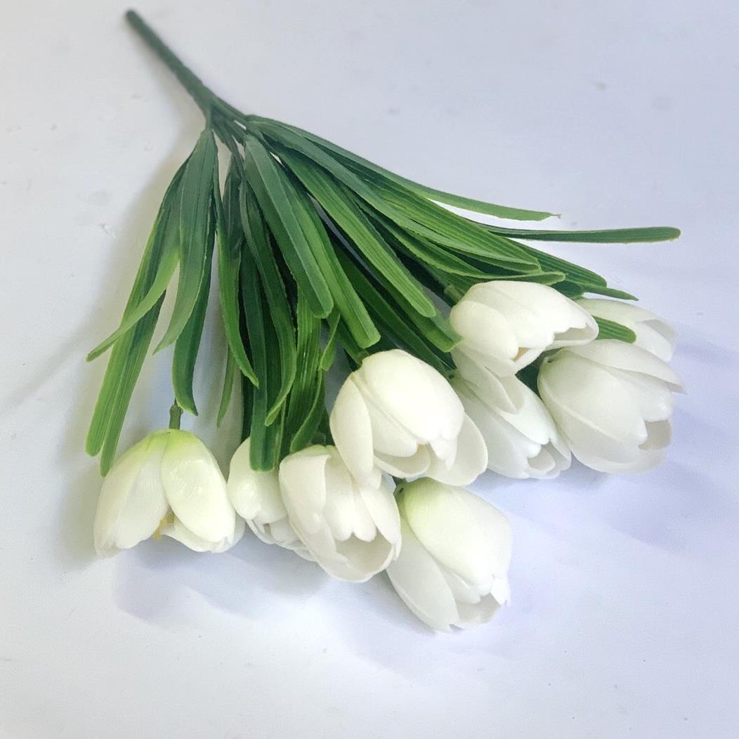 Букет силиконовых  белых тюльпанов - 35см