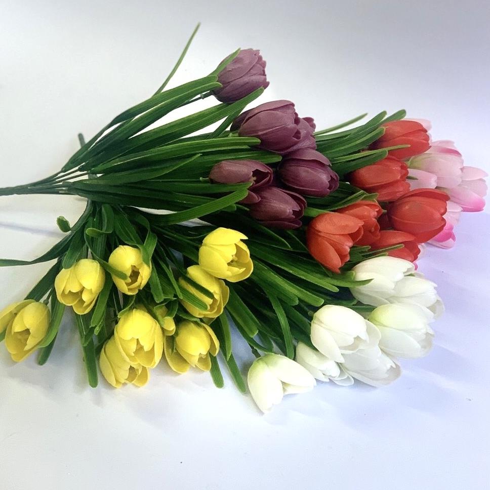 Букет силиконовых  белых тюльпанов - 35см - Зображення 3