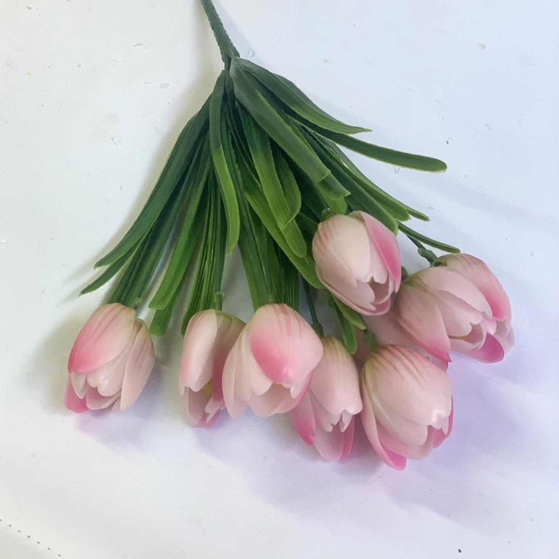 Букет силиконовых  розовых тюльпанов - 35см