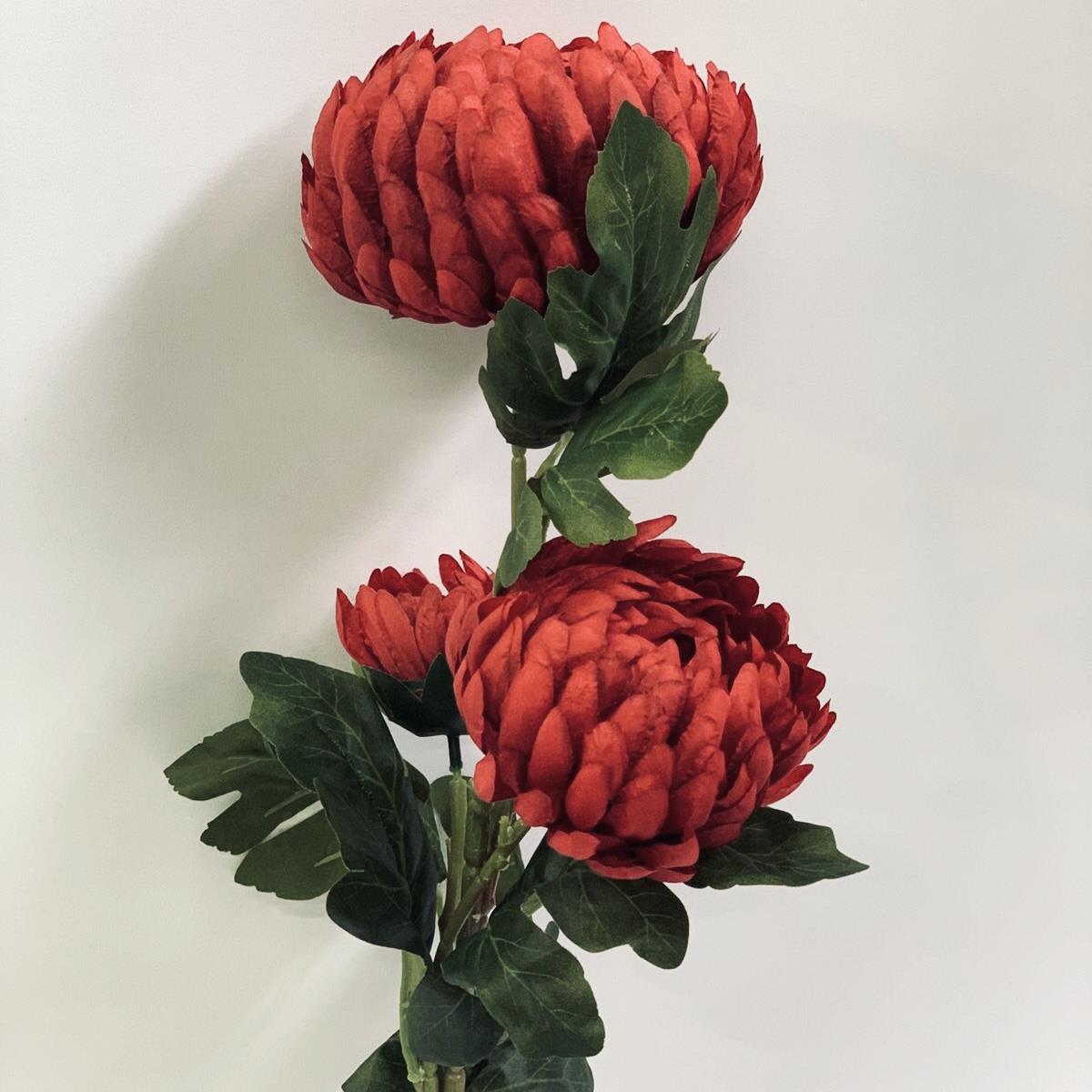 Ветка хризантемы красная 75см - Зображення 2