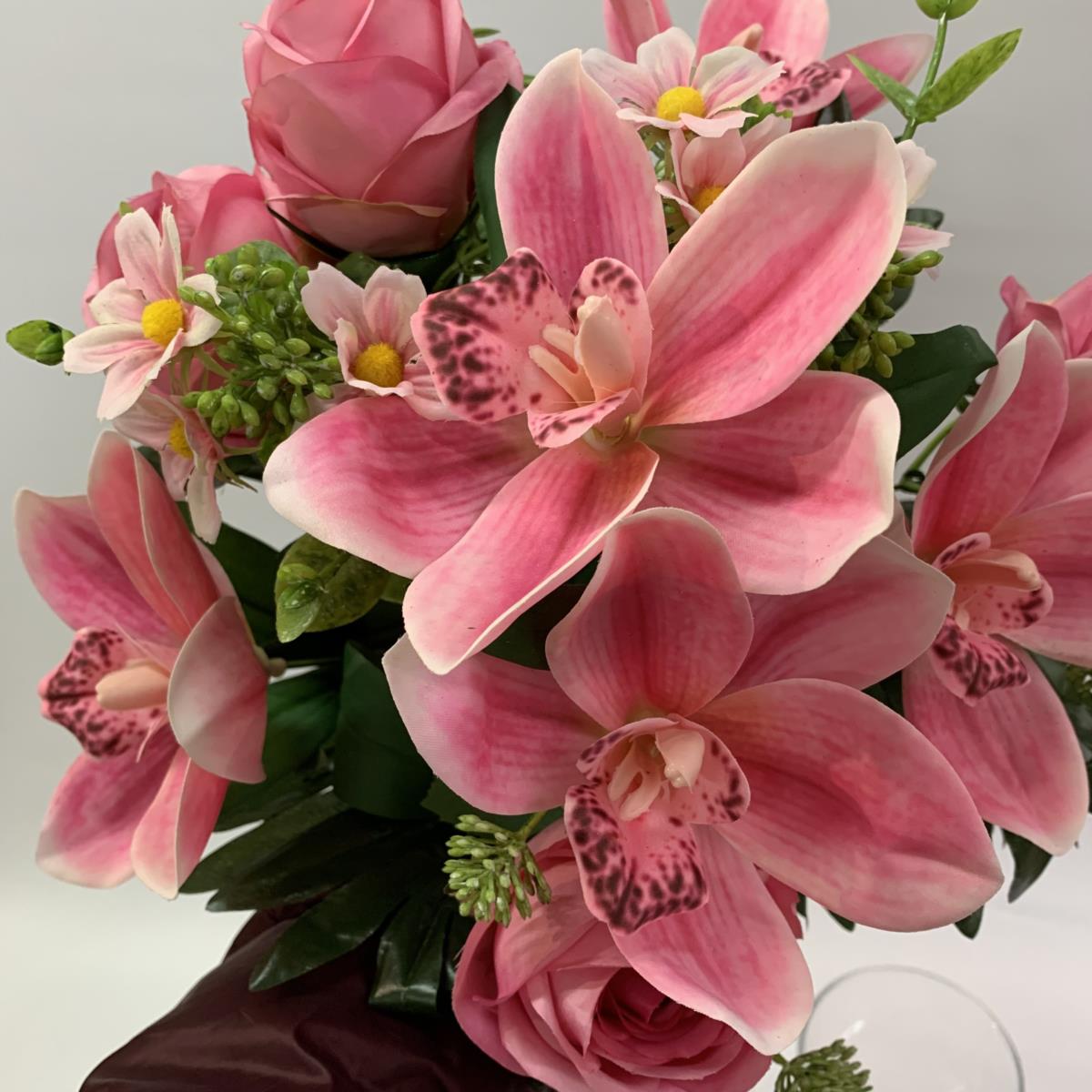 Букет роз с лилиями ярко- розовый 50см - Зображення 2