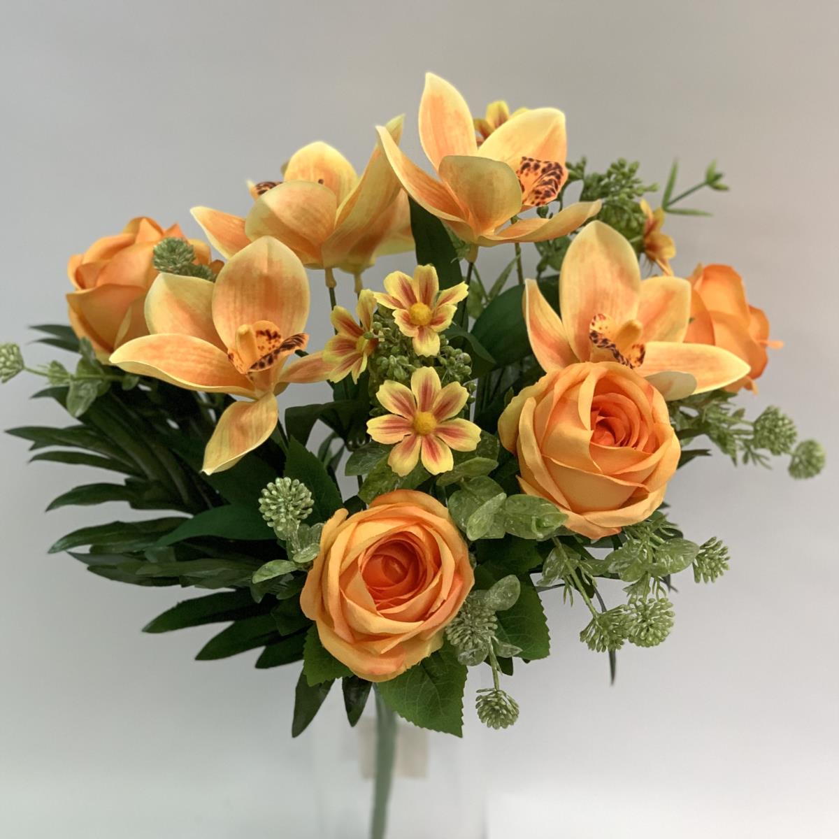 Букет роз с лилиями ярко -желтый 50см